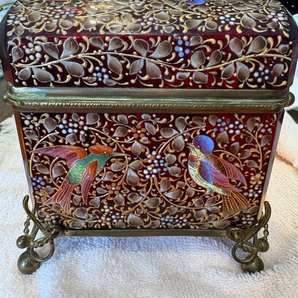 Rare Moser Vintage Antique 19 th century Bohemian Ornate enameled trinket box - Picture 5 of 14